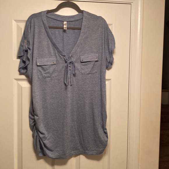 Perseption Tops - Perseption Light Blue Short Sleeve Top…size 2X
